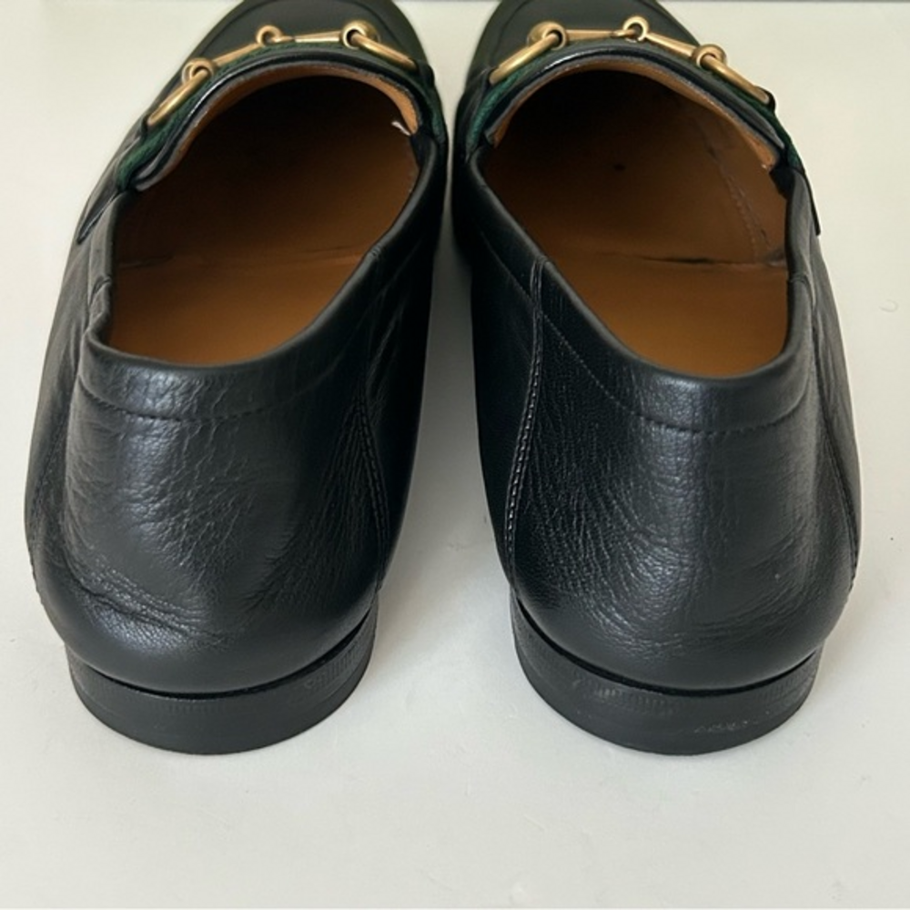 Gucci Black Leather Jordaan Web Trimmed Horsebit  Collapsible Heel Loafer IT 6.5 - Picture 5 of 10